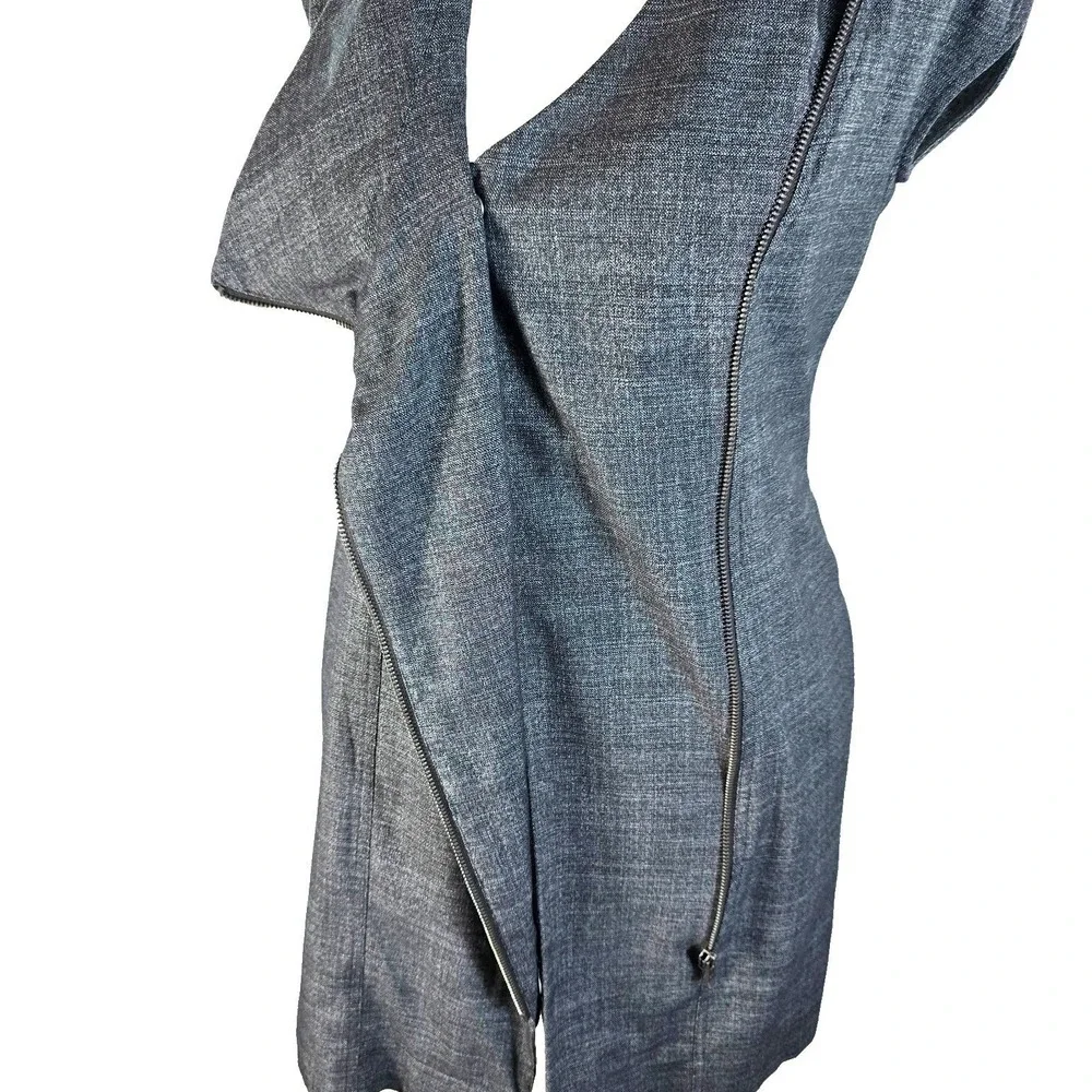 Calvin Klein Gray Cowl Neck Asymmetrical‎ Zip Sheath Dress Career XS
